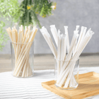 Karat Earth 9" Diagonal Cut Bamboo Fiber Giant Straws (8mm) Paper Wrapped, Natural - Bag of 150 pcs
