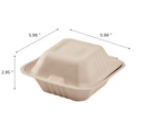 Karat Earth 6''x6'' PFAS Free Compostable Bagasse Hinged Containers, Natural - 500 pcs