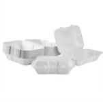 Karat Earth 9''x6'' PFAS Free Compostable Bagasse Hinged Containers, White - 200 pcs