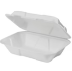 Karat Earth 9''x6'' PFAS Free Compostable Bagasse Hinged Containers, White - 200 pcs