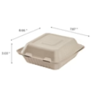 Karat Earth 8''x8'' PFAS Free Compostable Bagasse Hinged Containers, Natural - 200 pcs