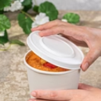 Karat Earth 114.6mm Compostable Fiber Paper Flat lid for 12-16 oz Paper Food Container & 24-32 oz Gourmet Food Container - 500 pcs