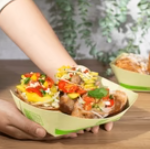 Karat Earth 3.0 lb Bamboo Natural Food Tray, Generic Print - 500 pcs