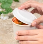 Karat Earth 90.8mm Compostable Fiber Paper Flat lid for 6-10oz Paper Food Container - 1,000 pcs