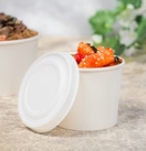 Karat Earth 90.8mm Compostable Fiber Paper Flat lid for 6-10oz Paper Food Container - 1,000 pcs