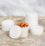 Karat Earth 90.8mm Compostable Fiber Paper Flat lid for 6-10oz Paper Food Container - 1,000 pcs