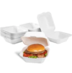 Karat Earth 6''x6'' PFAS Free Compostable Bagasse Hinged Containers, White - 500 pcs