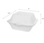 Karat Earth 6''x6'' PFAS Free Compostable Bagasse Hinged Containers, White - 500 pcs