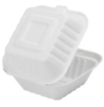 Karat Earth 6''x6'' PFAS Free Compostable Bagasse Hinged Containers, White - 500 pcs