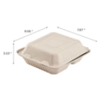 Karat Earth 8''x8'' PFAS Free Compostable Bagasse Hinged Containers, Natural, 3 Compartments - 200 pcs