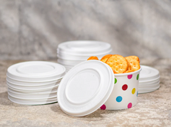 Karat Earth 127mm Compostable Fiber PapeKarat Earth 127mm Compostable Fiber Paper Flat lid for 20 oz Paper Food Container - 600 pcsr Flat lid for 20 oz Paper Food Container - 600 pcs