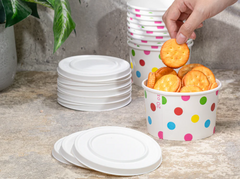 Karat Earth 127mm Compostable Fiber PapeKarat Earth 127mm Compostable Fiber Paper Flat lid for 20 oz Paper Food Container - 600 pcsr Flat lid for 20 oz Paper Food Container - 600 pcs