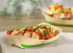 Karat Earth 2.5 lb Bamboo Natural Food Tray, Generic Print - 500 pcs