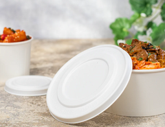 Karat Earth 142mm Compostable Fiber Paper Flat lid for 24-32 oz Paper Food Container - 600 pcs