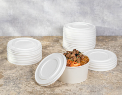 Karat Earth 142mm Compostable Fiber Paper Flat lid for 24-32 oz Paper Food Container - 600 pcs