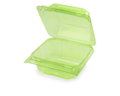 Karat Earth 6''x6'' PLA Hinged Containers, Green - 500 pcs