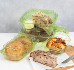 Karat Earth 6''x6'' PLA Hinged Containers, Green - 500 pcs