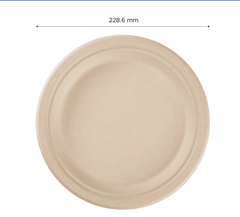 Karat Earth 9'' PFAS Free Compostable Bagasse Round Plates, Natural - 500 pcs