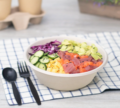 Karat Earth 40oz PFAS Free Bagasse Round Bowl, Natural - 500 pcs