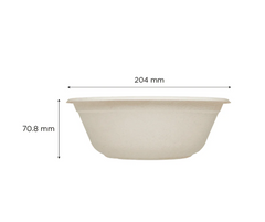 Karat Earth 40oz PFAS Free Bagasse Round Bowl, Natural - 500 pcs