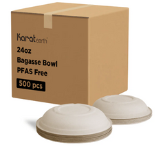 Karat Earth 24oz PFAS Free Bagasse Round Bowl, Natural - 500 pcs