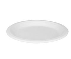 Karat Earth 9'' PFAS Free Compostable Bagasse Round Plates, White - 500 pcs