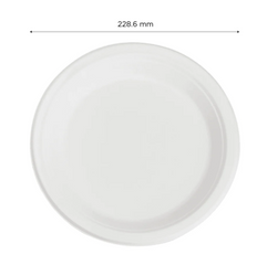 Karat Earth 9'' PFAS Free Compostable Bagasse Round Plates, White - 500 pcs