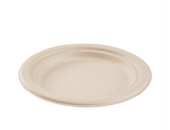 Karat Earth 7'' PFAS Free Compostable Bagasse Round Plates, Natural - 1,000 pcs