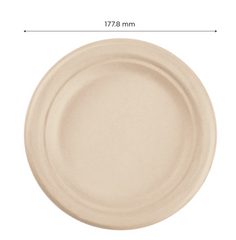 Karat Earth 7'' PFAS Free Compostable Bagasse Round Plates, Natural - 1,000 pcs