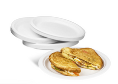 Karat Earth 12.5''x10'' PFAS Free Compostable Bagasse Oval Plates, White - 500 pcs