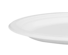 Karat Earth 12.5''x10'' PFAS Free Compostable Bagasse Oval Plates, White - 500 pcs