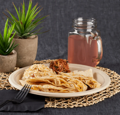 Karat Earth 10'' PFAS Free Compostable Bagasse Round Plates, Natural - 500 pcs