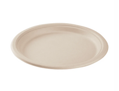 Karat Earth 10'' PFAS Free Compostable Bagasse Round Plates, Natural - 500 pcs