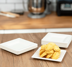 Karat Earth 6”x 6” PFAS Free Bagasse Eco-Friendly Square Plate, White - 500 pcs