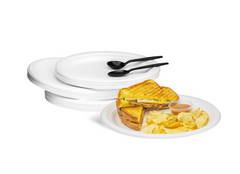 Karat Earth 10''x8'' PFAS Free Compostable Bagasse Oval Plates, White - 500 pcs