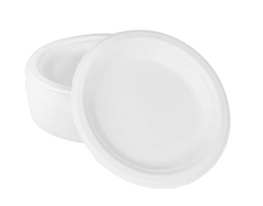 Karat Earth 7'' PFAS Free Compostable Bagasse Round Plates, White - 1,000 pcs