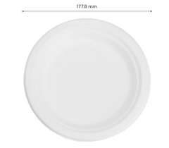 Karat Earth 7'' PFAS Free Compostable Bagasse Round Plates, White - 1,000 pcs