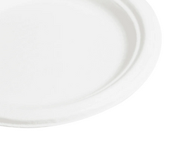 Karat Earth 7'' PFAS Free Compostable Bagasse Round Plates, White - 1,000 pcs