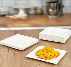 Karat Earth 8”x 8” PFAS Free Bagasse Eco-Friendly Square Plate, White - 500 pcs