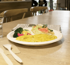 Karat Earth 10'' PFAS Free Compostable Bagasse Round Plates, White, 3 Compartments - 500 pcs