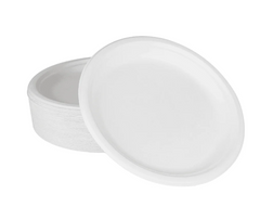 Karat Earth 10'' PFAS Free Compostable Bagasse Round Plates, White - 500 pcs