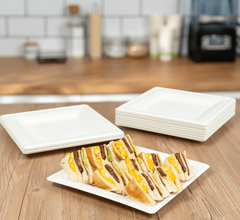 Karat Earth 10”x 10” PFAS Free Bagasse Eco-Friendly Square Plate , White - 500 pcs