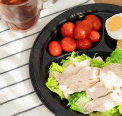 Karat Earth 9" Mineral Filled PP Round Plate, Black, 3 compartments - 500 pcs