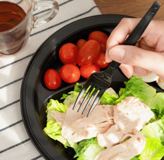 Karat Earth 9" Mineral Filled PP Round Plate, Black, 3 compartments - 500 pcs