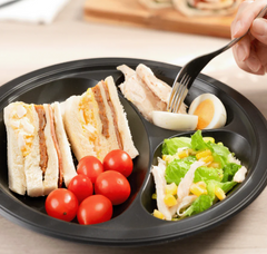 Karat Earth 10.25" Mineral Filled PP Round Plate, Black, 3 compartments - 500 pcs