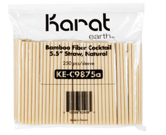 Karat Earth Bamboo Fiber Cocktail 5.5'' Straws (6mm), Natural - Bag of 250 pcs