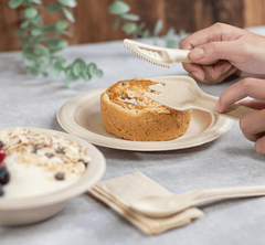 Karat Earth PFAS Free Bagasse Cutlery Kits (Knife, Fork, Soup Spoon, 2-ply Napkin), Paper Wrapped - 250 sets