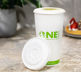 Karat Earth Compostable Fiber Paper Flat lid for 12-22 oz Paper Cold Cup (90mm) - 1,000 pcs