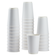 Wholesale 16oz Insulated Paper Hot Cups - White (90mm) - 500 ct