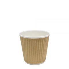 Wholesale 4oz Ripple Paper Hot Cups - Kraft (62mm) - 1000 ct